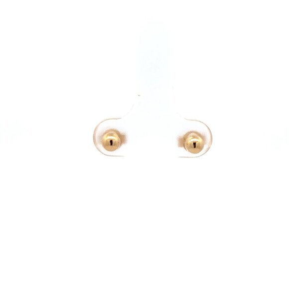 18K Gold Earrings Stud Balls Polished 0.91 grams Small - Picture 6 of 9